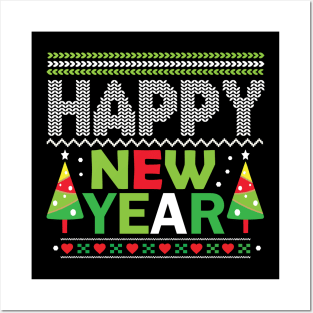 Happy New Year  Ugly Christmas Sweater Posters and Art
